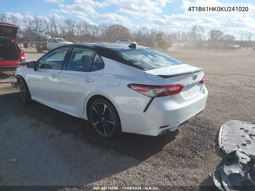 2019 Toyota Camry Xse VIN: 4T1B61HK0KU241020 Lot: 40770590