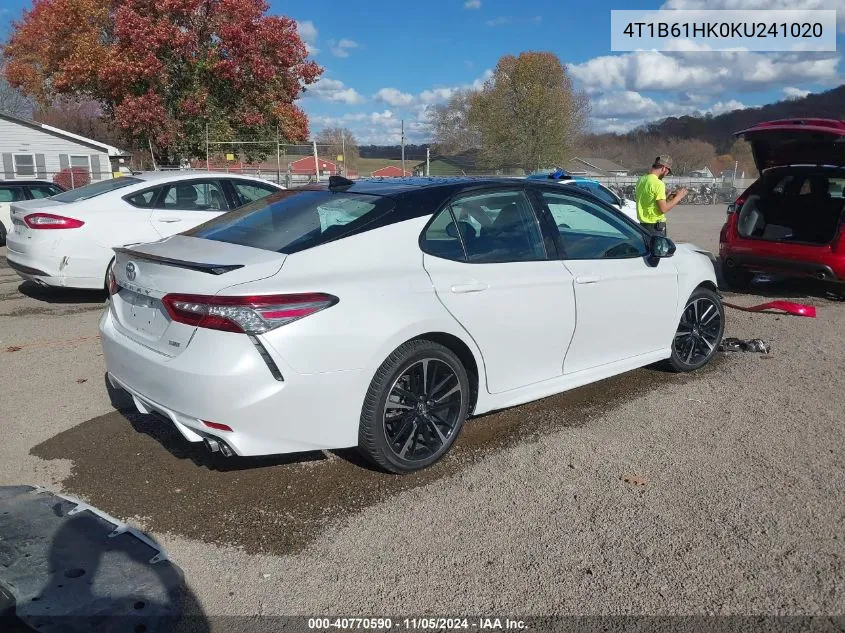 2019 Toyota Camry Xse VIN: 4T1B61HK0KU241020 Lot: 40770590