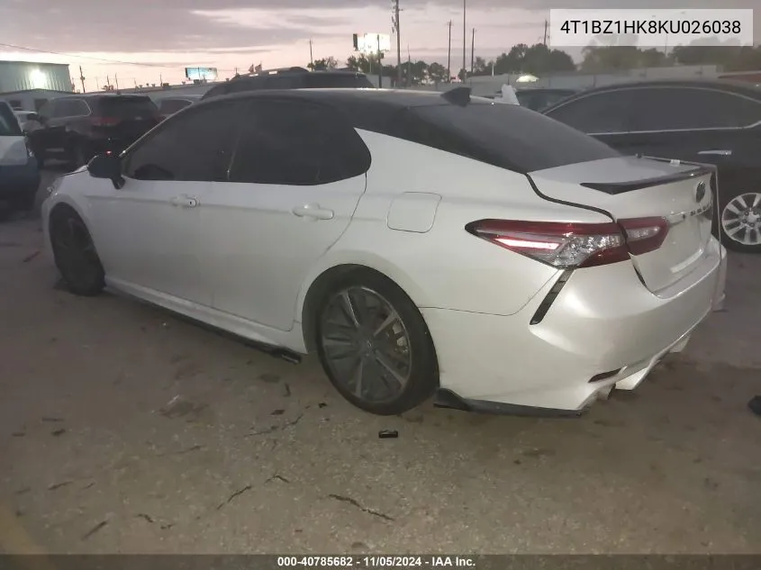 2019 Toyota Camry Xse V6 VIN: 4T1BZ1HK8KU026038 Lot: 40785682