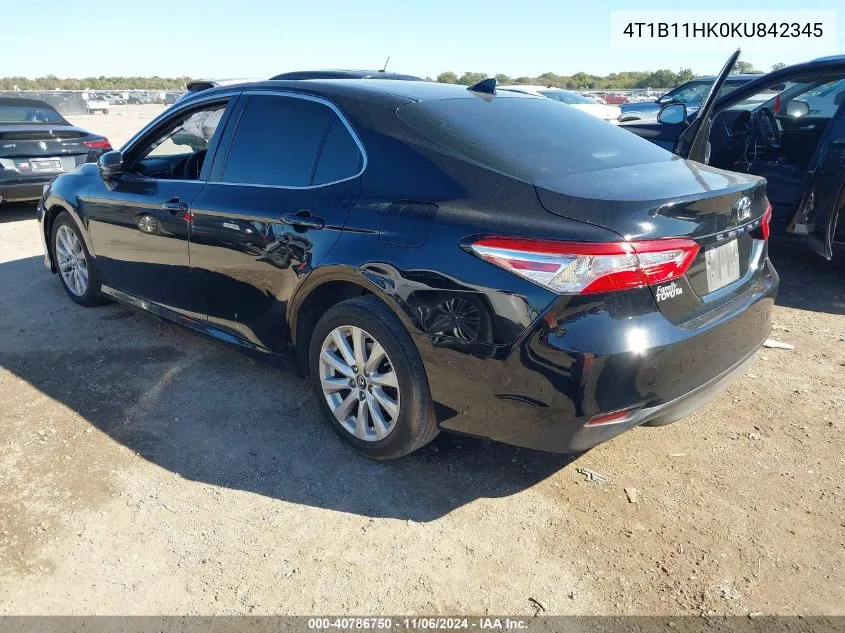 2019 Toyota Camry Le VIN: 4T1B11HK0KU842345 Lot: 40786750