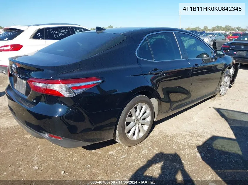 2019 Toyota Camry Le VIN: 4T1B11HK0KU842345 Lot: 40786750