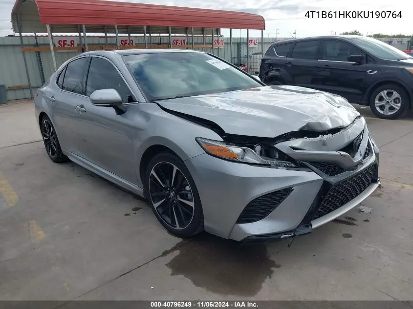 2019 Toyota Camry Xse VIN: 4T1B61HK0KU190764 Lot: 40796249