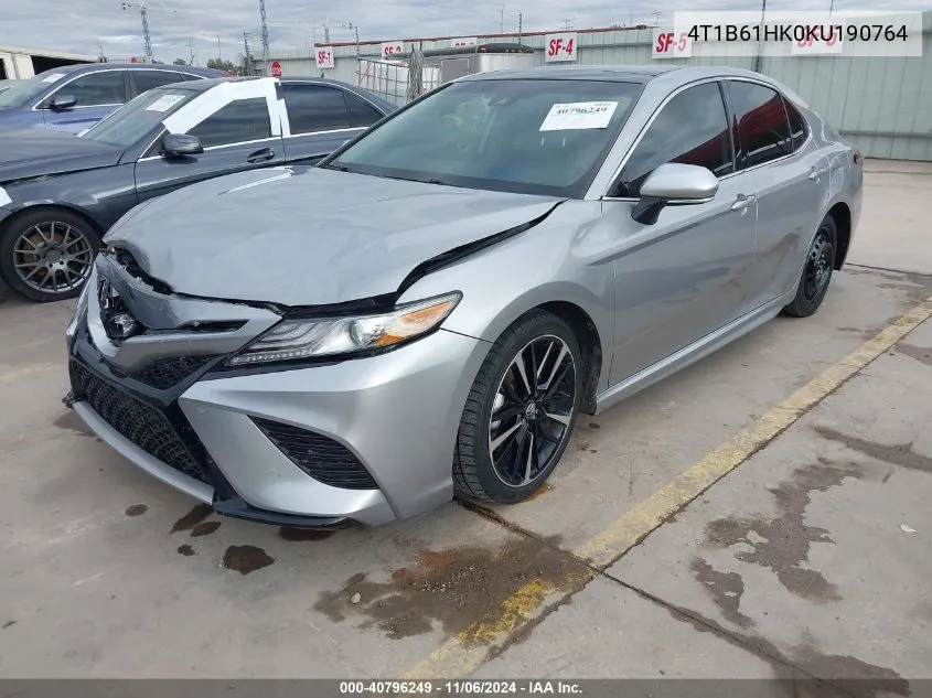 2019 Toyota Camry Xse VIN: 4T1B61HK0KU190764 Lot: 40796249