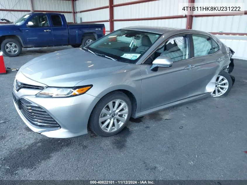 2019 Toyota Camry Le VIN: 4T1B11HK8KU231222 Lot: 40822101