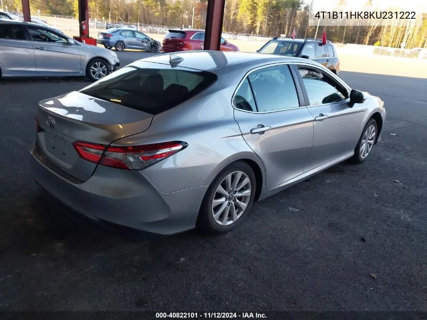 2019 Toyota Camry Le VIN: 4T1B11HK8KU231222 Lot: 40822101