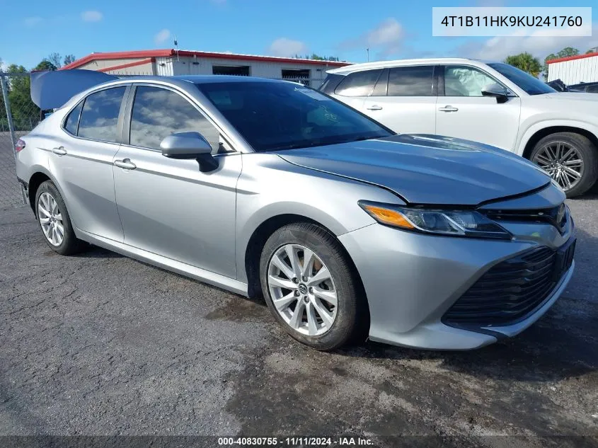 2019 Toyota Camry Le VIN: 4T1B11HK9KU241760 Lot: 40830755