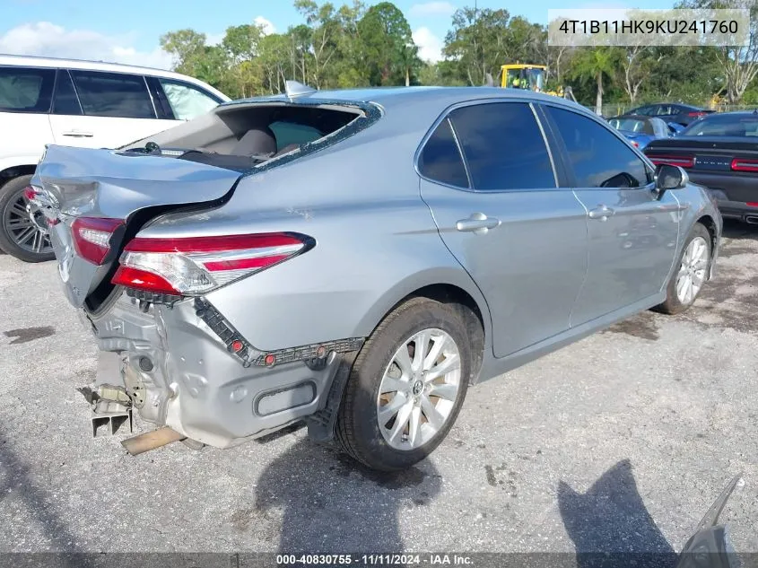 2019 Toyota Camry Le VIN: 4T1B11HK9KU241760 Lot: 40830755