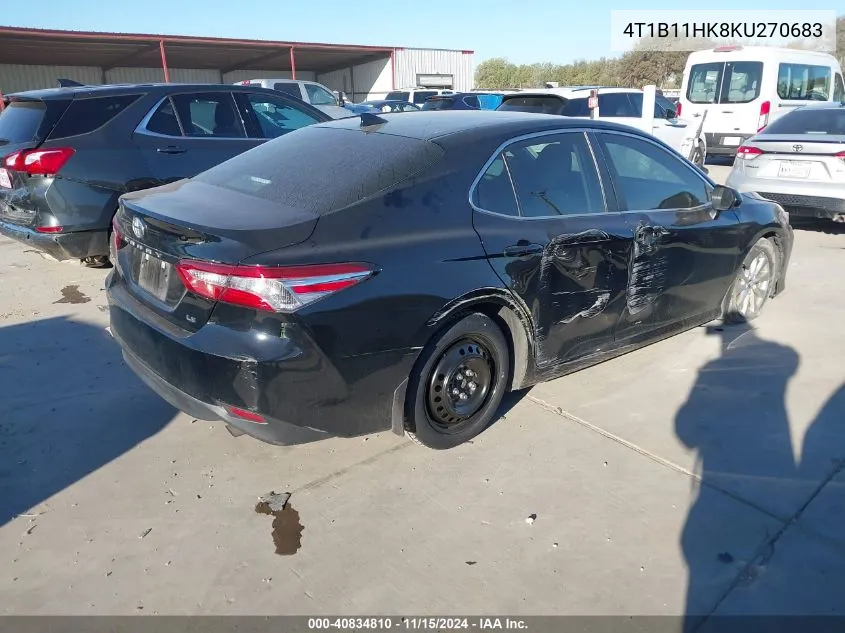 2019 Toyota Camry Le VIN: 4T1B11HK8KU270683 Lot: 40834810