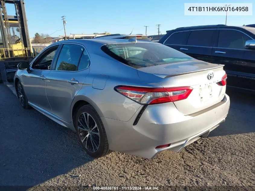 2019 Toyota Camry Se VIN: 4T1B11HK6KU164958 Lot: 40836761