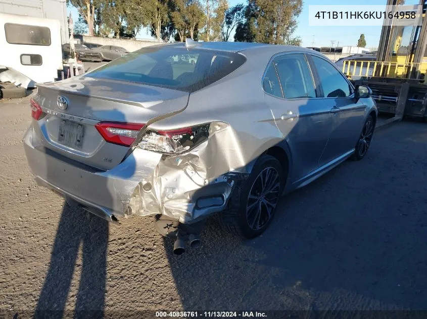 2019 Toyota Camry Se VIN: 4T1B11HK6KU164958 Lot: 40836761