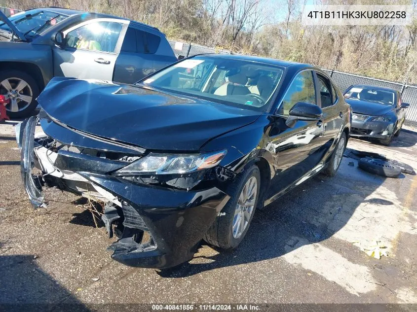 2019 Toyota Camry Le VIN: 4T1B11HK3KU802258 Lot: 40841856