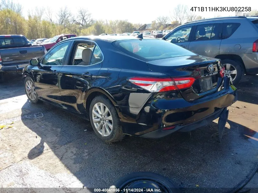 2019 Toyota Camry Le VIN: 4T1B11HK3KU802258 Lot: 40841856