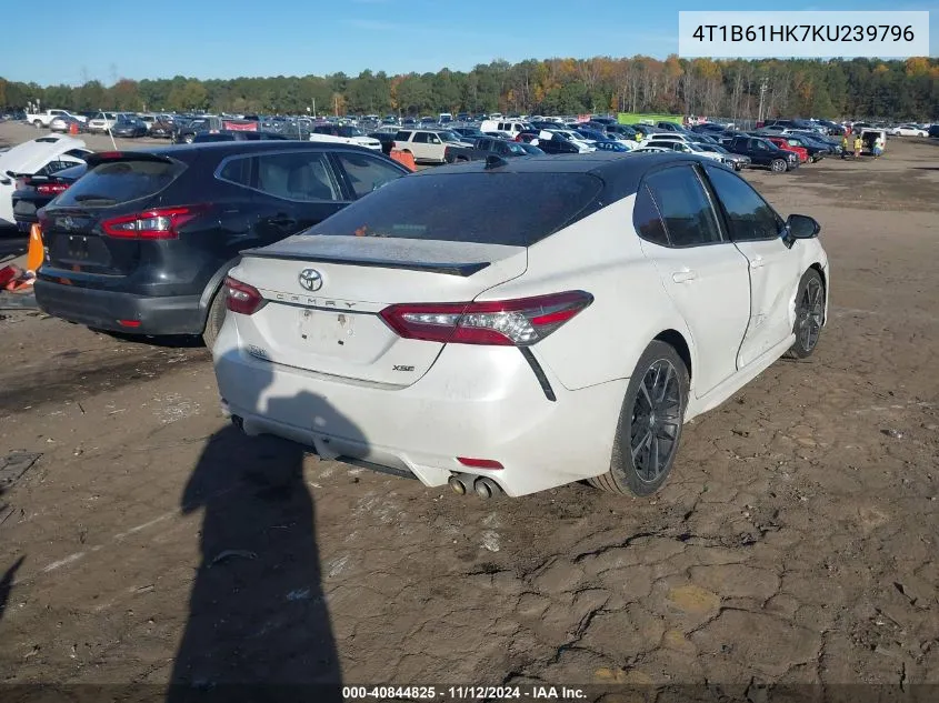 2019 Toyota Camry Xse VIN: 4T1B61HK7KU239796 Lot: 40844825