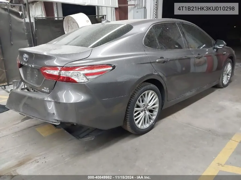 2019 Toyota Camry Hybrid Xle VIN: 4T1B21HK3KU010298 Lot: 40849982