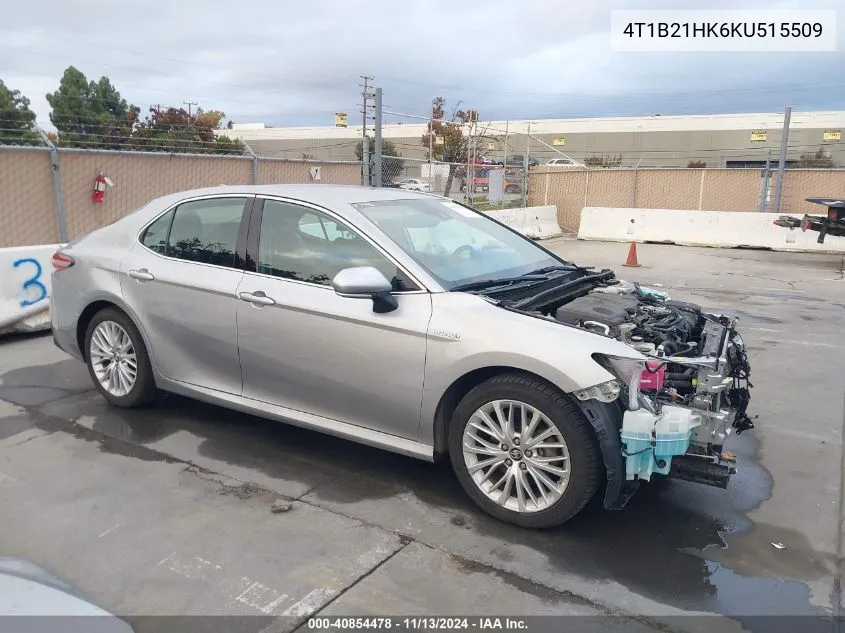 2019 Toyota Camry Hybrid Xle VIN: 4T1B21HK6KU515509 Lot: 40854478