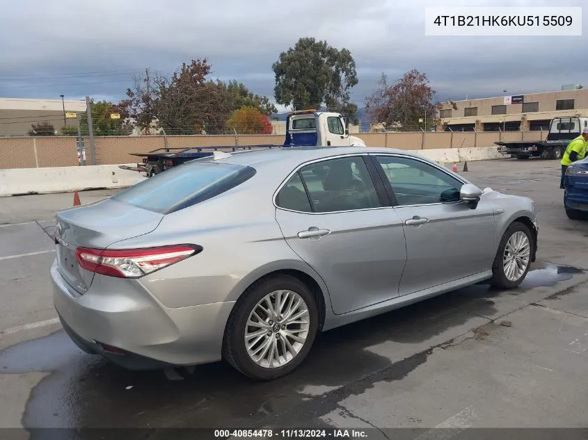 2019 Toyota Camry Hybrid Xle VIN: 4T1B21HK6KU515509 Lot: 40854478