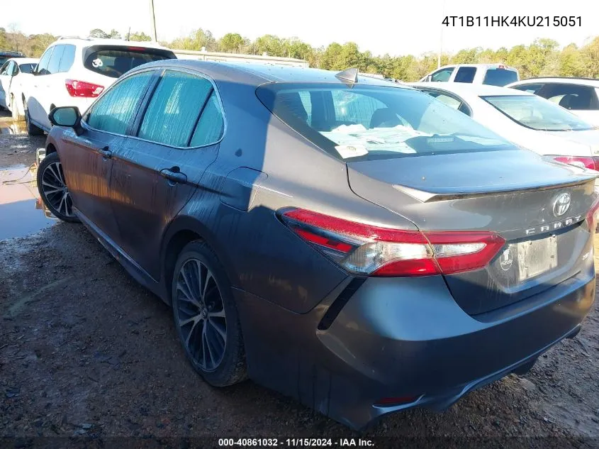 2019 Toyota Camry Se VIN: 4T1B11HK4KU215051 Lot: 40861032