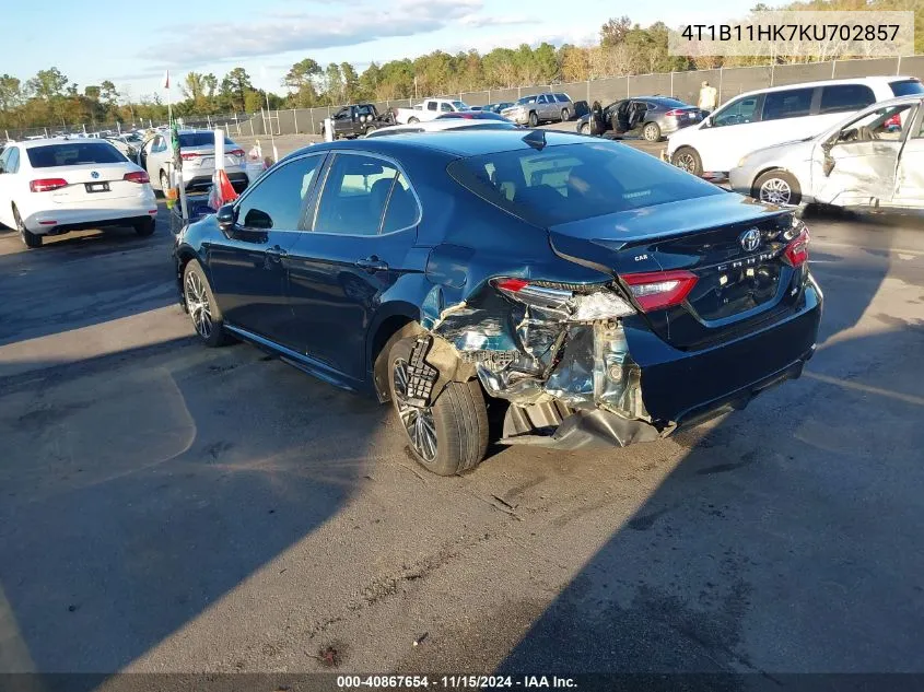 2019 Toyota Camry Se VIN: 4T1B11HK7KU702857 Lot: 40867654