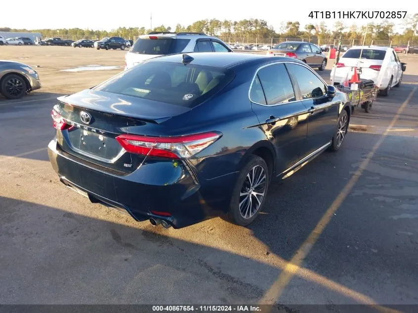 2019 Toyota Camry Se VIN: 4T1B11HK7KU702857 Lot: 40867654