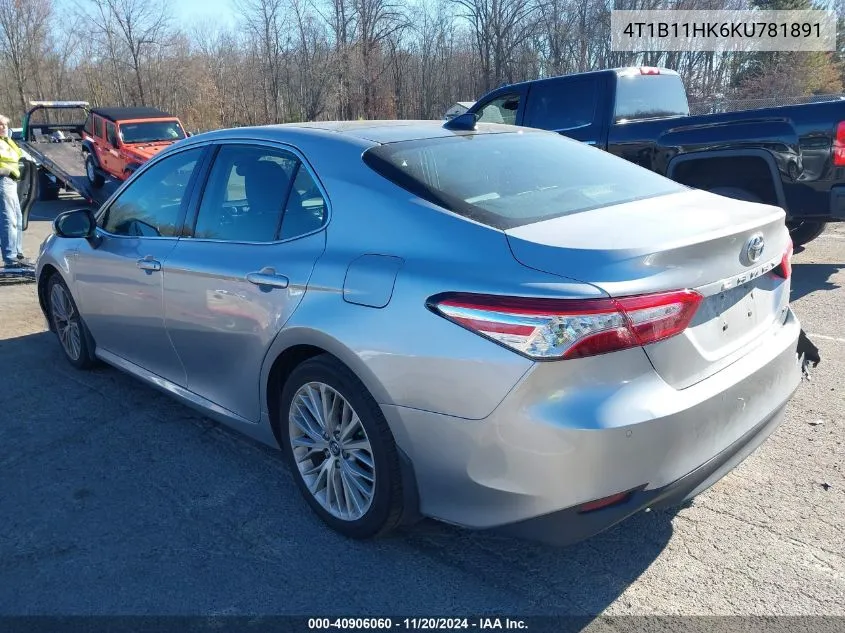 2019 Toyota Camry Xle VIN: 4T1B11HK6KU781891 Lot: 40906060