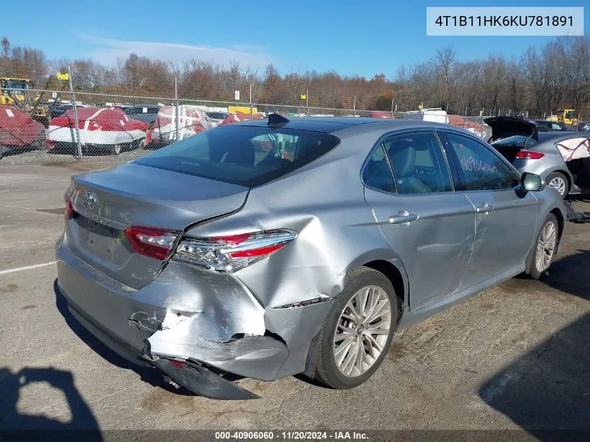 2019 Toyota Camry Xle VIN: 4T1B11HK6KU781891 Lot: 40906060