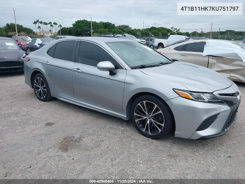 2019 Toyota Camry Se VIN: 4T1B11HK7KU751797 Lot: 40908404