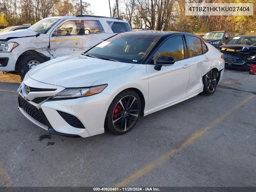 2019 Toyota Camry Xse V6 VIN: 4T1BZ1HK1KU027404 Lot: 40920481