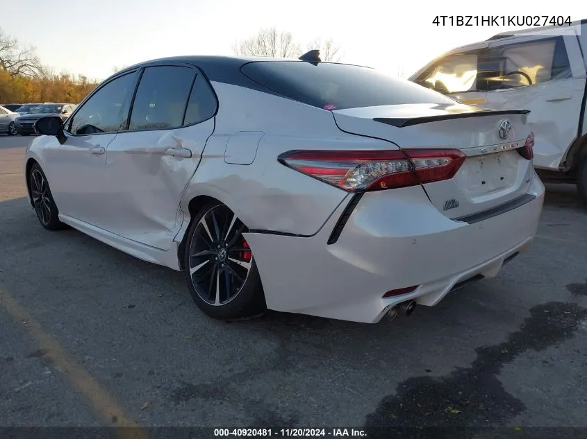 2019 Toyota Camry Xse V6 VIN: 4T1BZ1HK1KU027404 Lot: 40920481