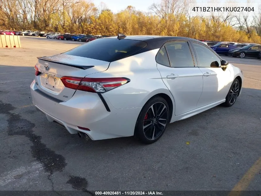 2019 Toyota Camry Xse V6 VIN: 4T1BZ1HK1KU027404 Lot: 40920481