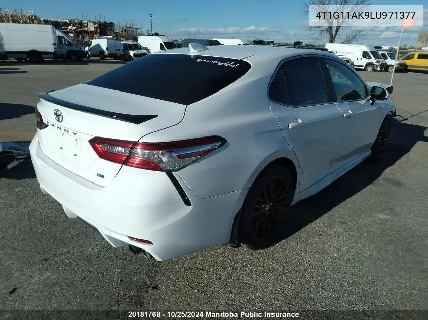 2020 Toyota Camry Se VIN: 4T1G11AK9LU971377 Lot: 20181768