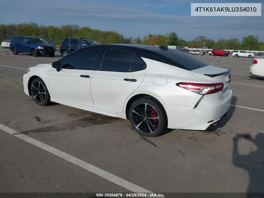 2020 Toyota Camry Xse VIN: 4T1K61AK9LU354010 Lot: 39254679