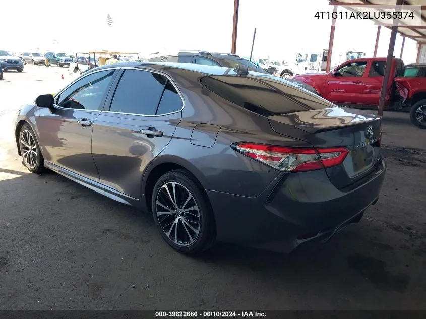 2020 Toyota Camry Se VIN: 4T1G11AK2LU355374 Lot: 39622686