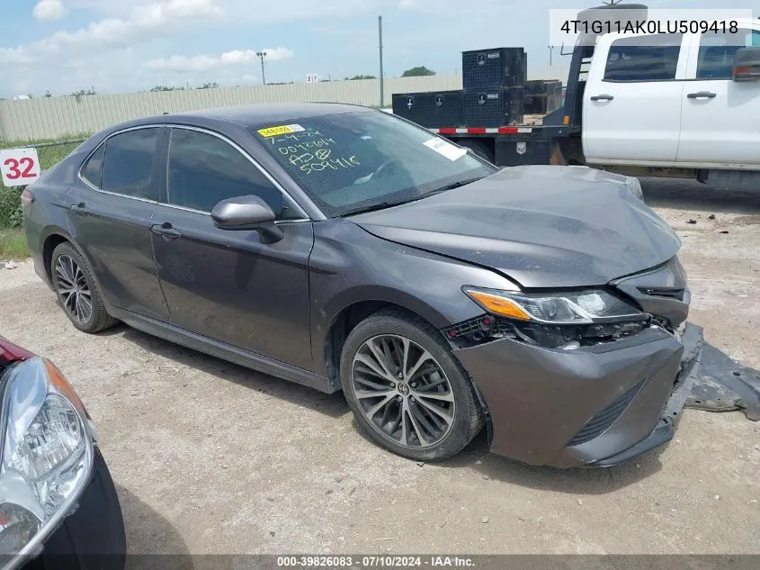 2020 Toyota Camry Se VIN: 4T1G11AK0LU509418 Lot: 39826083