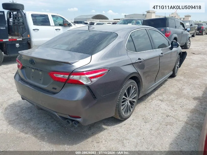 4T1G11AK0LU509418 2020 Toyota Camry Se