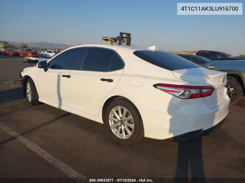 2020 Toyota Camry Le VIN: 4T1C11AK3LU916700 Lot: 39832577