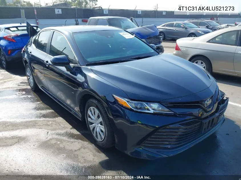 2020 Toyota Camry Le Hybrid VIN: 4T1C31AK4LU521273 Lot: 39839163