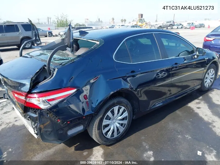 2020 Toyota Camry Le Hybrid VIN: 4T1C31AK4LU521273 Lot: 39839163