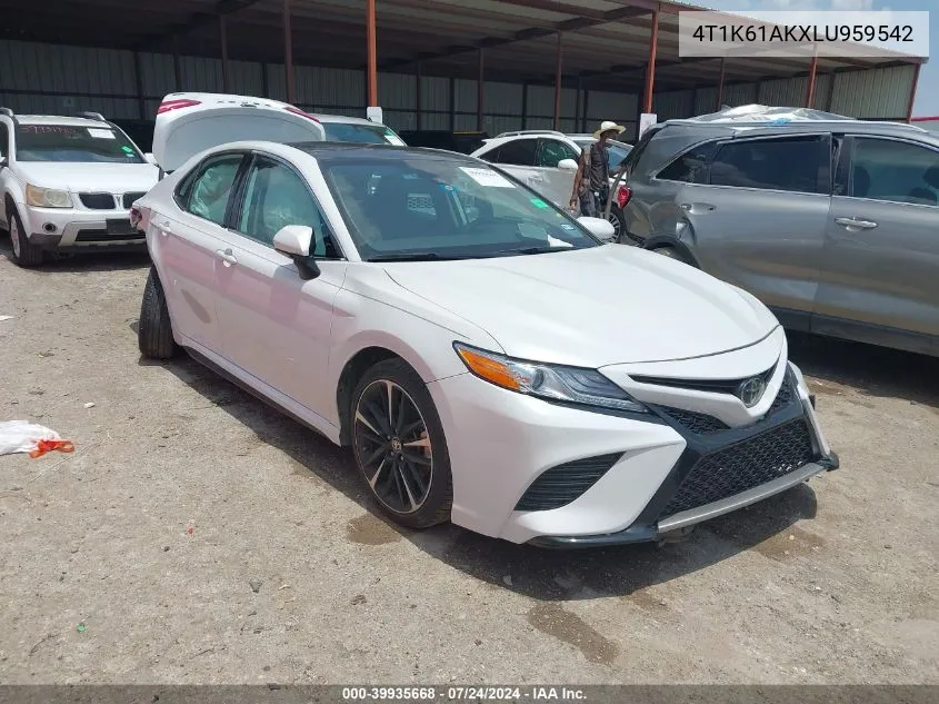 2020 Toyota Camry Xse VIN: 4T1K61AKXLU959542 Lot: 39935668