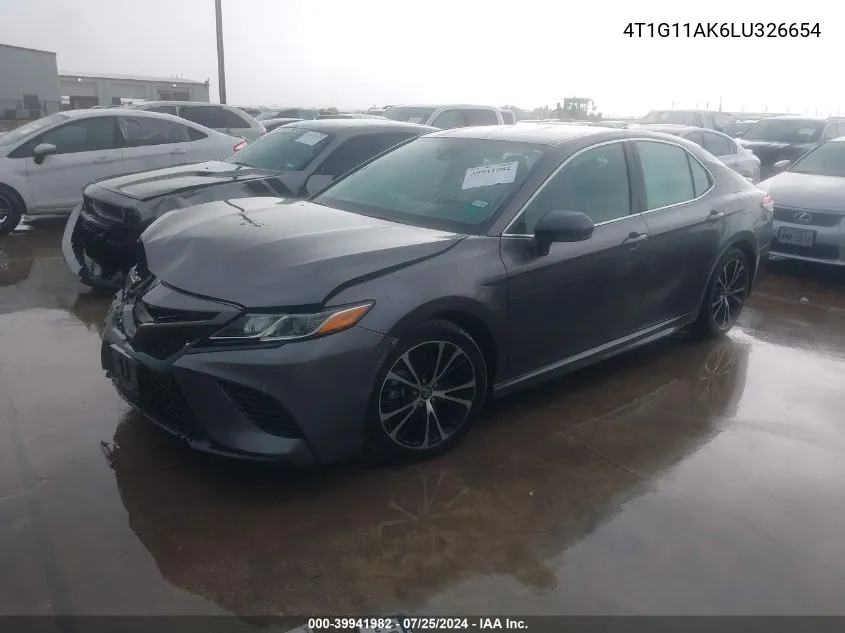 2020 Toyota Camry Se VIN: 4T1G11AK6LU326654 Lot: 39941982