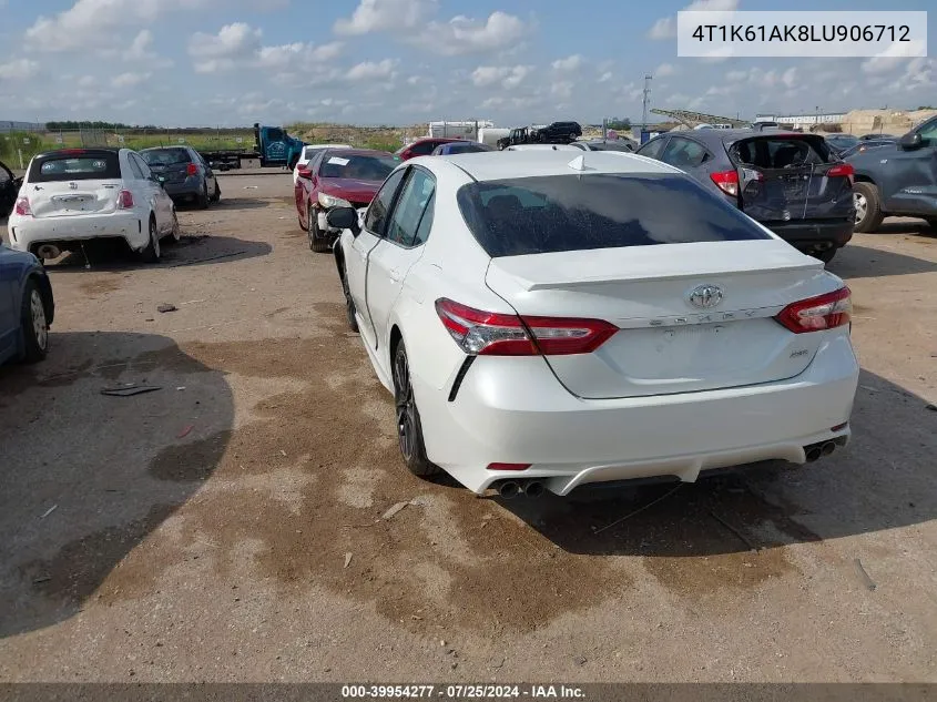 2020 Toyota Camry Xse VIN: 4T1K61AK8LU906712 Lot: 39954277