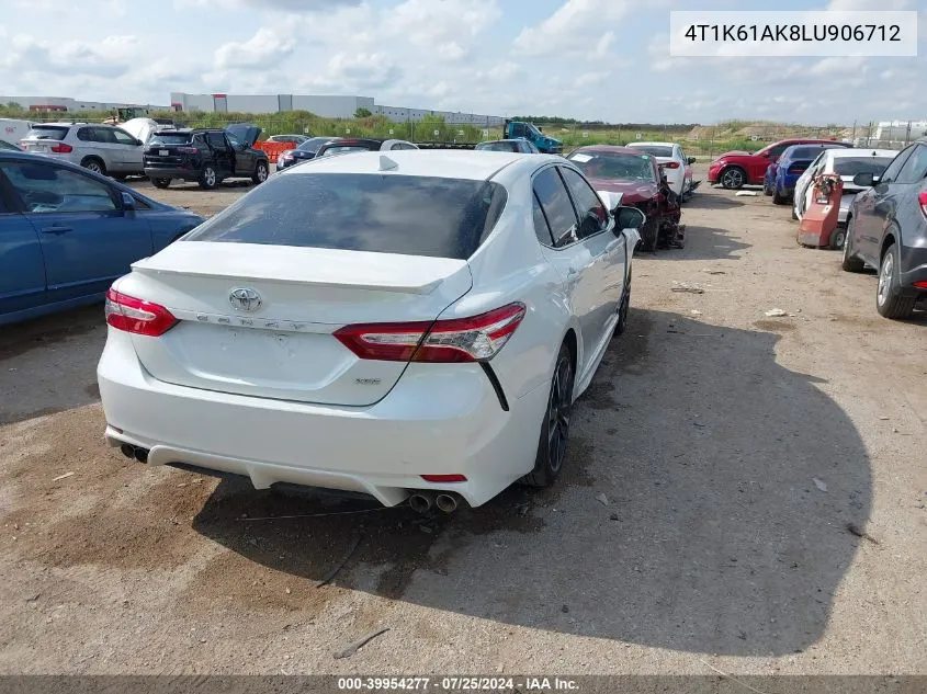 2020 Toyota Camry Xse VIN: 4T1K61AK8LU906712 Lot: 39954277