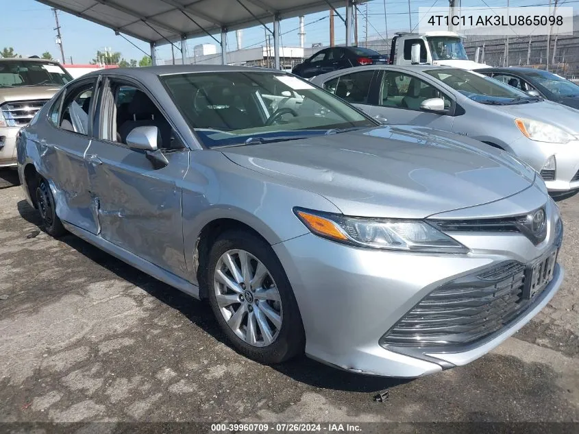 2020 Toyota Camry Le VIN: 4T1C11AK3LU865098 Lot: 39960709