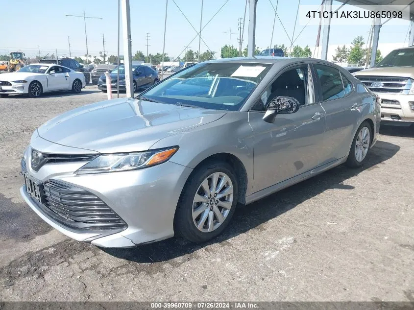 2020 Toyota Camry Le VIN: 4T1C11AK3LU865098 Lot: 39960709