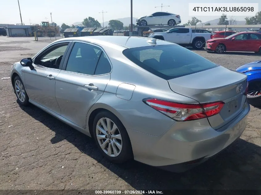 2020 Toyota Camry Le VIN: 4T1C11AK3LU865098 Lot: 39960709