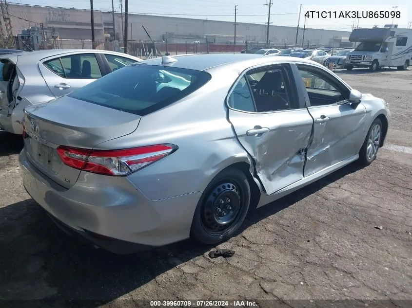 2020 Toyota Camry Le VIN: 4T1C11AK3LU865098 Lot: 39960709