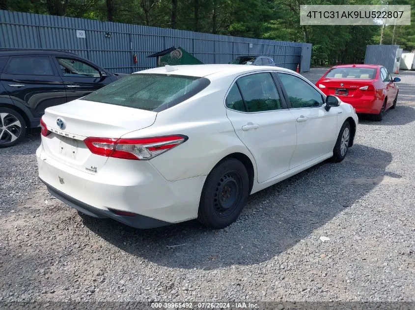 4T1C31AK9LU522807 2020 Toyota Camry Le Hybrid