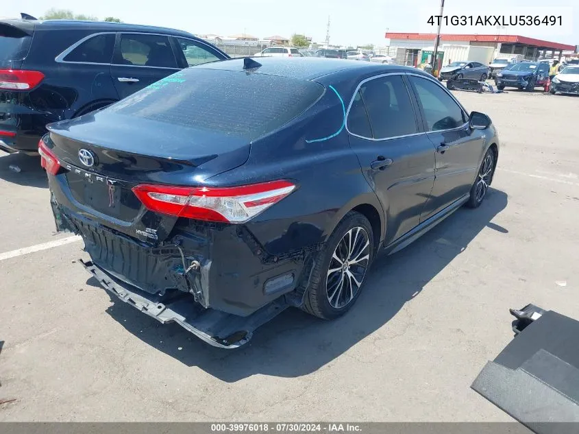 2020 Toyota Camry Se Hybrid VIN: 4T1G31AKXLU536491 Lot: 39976018