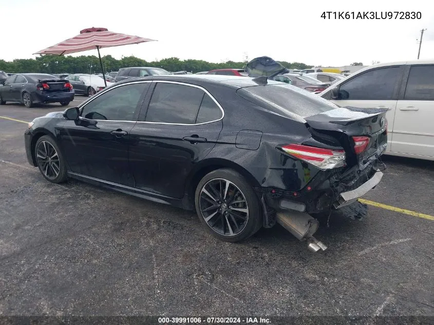 2020 Toyota Camry Xse VIN: 4T1K61AK3LU972830 Lot: 39991006