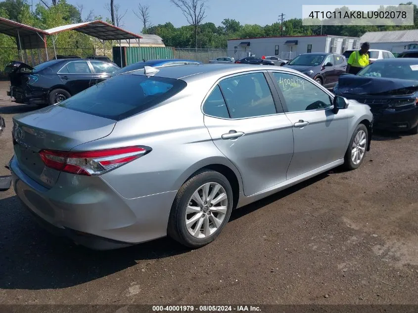 2020 Toyota Camry Le VIN: 4T1C11AK8LU902078 Lot: 40001979