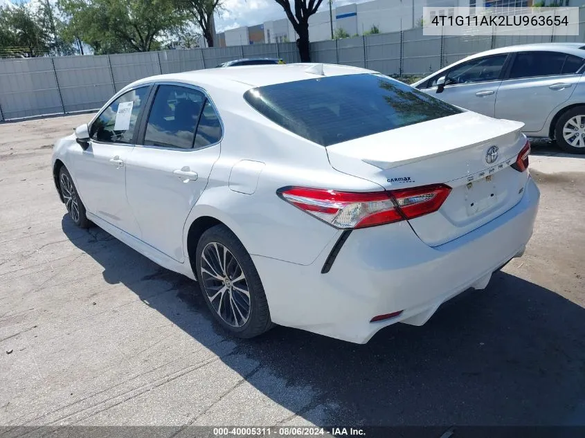 2020 Toyota Camry Se VIN: 4T1G11AK2LU963654 Lot: 40005311